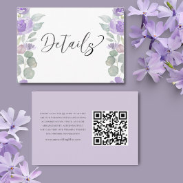 Tarjeta De Recepción Detalles del Boda de floral y eucalipto púrpura rú