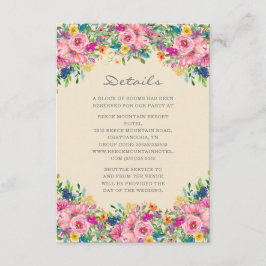 Tarjeta De Recepción Detalles del Boda de flores amarillas rosadas Boho