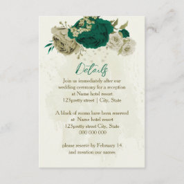 Tarjeta De Recepción detalles del boda de flores beige verde esmeralda