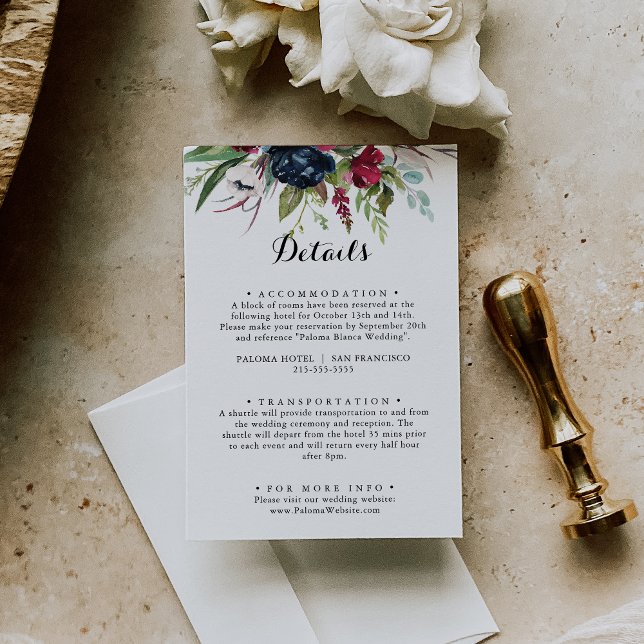 Tarjeta De Recepción Detalles del Boda de flores Boho Boho de lujo (Subido por el creador)