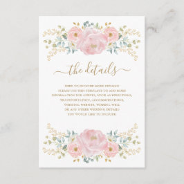 Tarjeta De Recepción Detalles del Boda de flores botánicas de oro rosa 