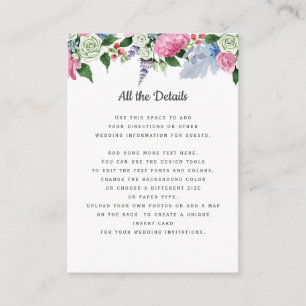 Tarjeta De Recepción Detalles del Boda de flores de lavanda blanca rosa