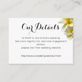 Tarjeta De Recepción Detalles del Boda de flores de plumeria amarilla