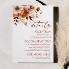 Tarjeta De Recepción Detalles del Boda de flores florales rusto de colo