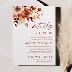 Tarjeta De Recepción Detalles del Boda de flores florales rusto de colo