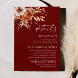 Tarjeta De Recepción Detalles del Boda de flores florales rusto de colo