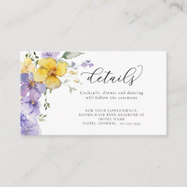 Tarjeta De Recepción Detalles del Boda de flores moradas amarillas de l
