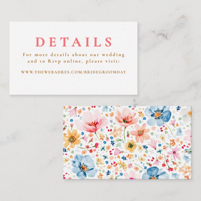 Tarjeta De Recepción Detalles del Boda de flores silvestres (Anverso / Reverso)