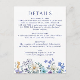 Tarjeta De Recepción Detalles del Boda de flores silvestres azul turque
