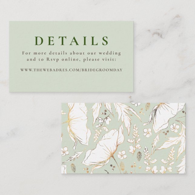 Tarjeta De Recepción Detalles del Boda de flores silvestres con mano de (Anverso / Reverso)