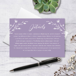 Tarjeta De Recepción Detalles del Boda de flores silvestres de lavanda 