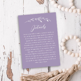 Tarjeta De Recepción Detalles del Boda de flores silvestres de lavanda 