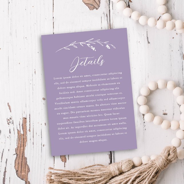 Tarjeta De Recepción Detalles del Boda de flores silvestres de lavanda  (Subido por el creador)