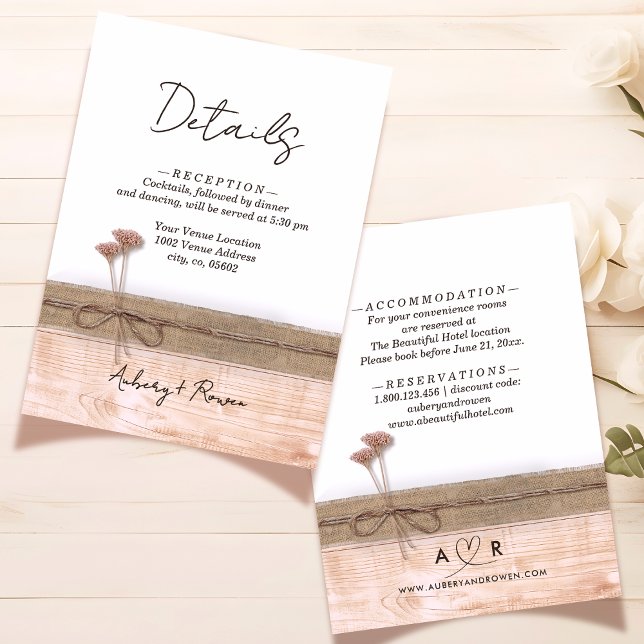 Tarjeta De Recepción Detalles del Boda de flores silvestres de Rubor de (Subido por el creador)