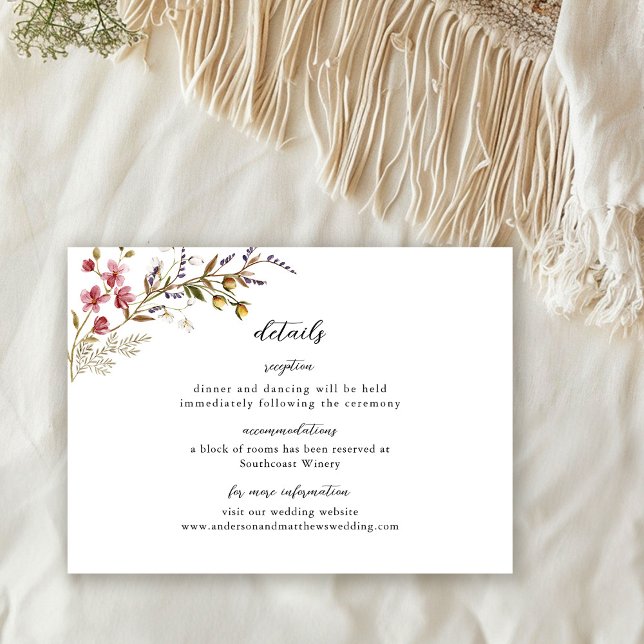Tarjeta De Recepción Detalles del Boda de Flores Silvestres Modernas de (Subido por el creador)
