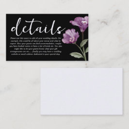 Tarjeta De Recepción Detalles del Boda de flores silvestres moradas y n