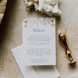 Tarjeta De Recepción Detalles del Boda de flores silvestres multicolor