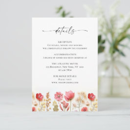 Tarjeta De Recepción Detalles del Boda de Flores Silvestres Retro Paste