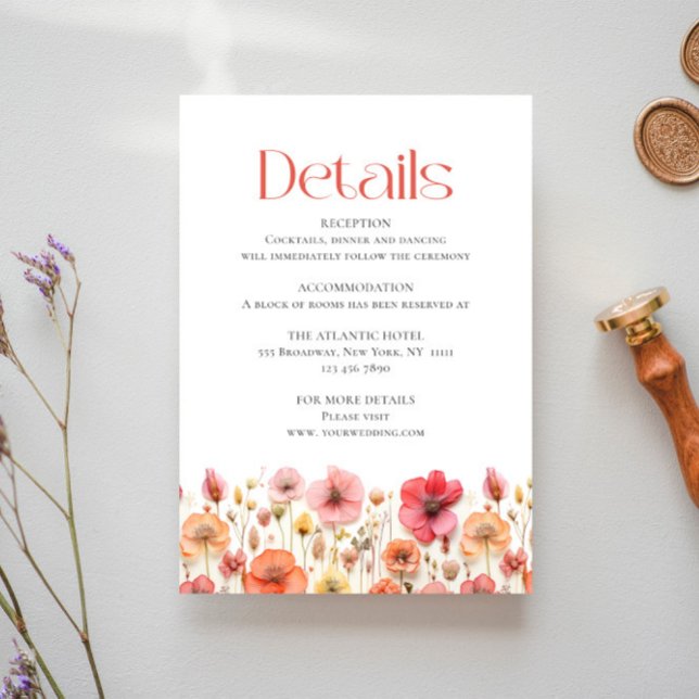 Tarjeta De Recepción Detalles del Boda de Flores Silvestres Retro Paste (Subido por el creador)