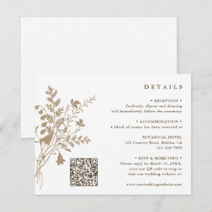 Tarjeta De Recepción Detalles del Boda de Flores Silvestres Tan y Blanc