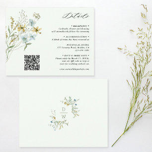Tarjeta De Recepción Detalles del Boda de flores silvestres verde pálid