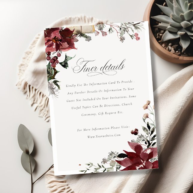 Tarjeta De Recepción Detalles del Boda de Foliage Dusky Warm Winter Fes (Subido por el creador)