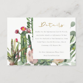 Tarjeta De Recepción Detalles del Boda de follaje Cacti Foliage de Desi