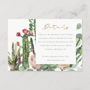 Tarjeta De Recepción Detalles del Boda de follaje Cacti Foliage de Desi