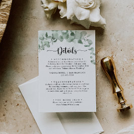 Tarjeta De Recepción Detalles del Boda de follaje del eucalipto verde c