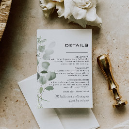 Tarjeta De Recepción Detalles del Boda de follaje Eucalyptus minimalist