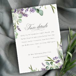 Tarjeta De Recepción Detalles del Boda de follaje Lavender Eucalyptus