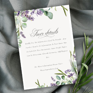 Tarjeta De Recepción Detalles del Boda de follaje Lavender Eucalyptus