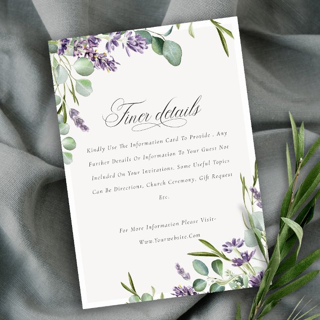 Tarjeta De Recepción Detalles del Boda de follaje Lavender Eucalyptus (Subido por el creador)