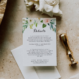 Tarjeta De Recepción Detalles del Boda de follaje verde floral simple