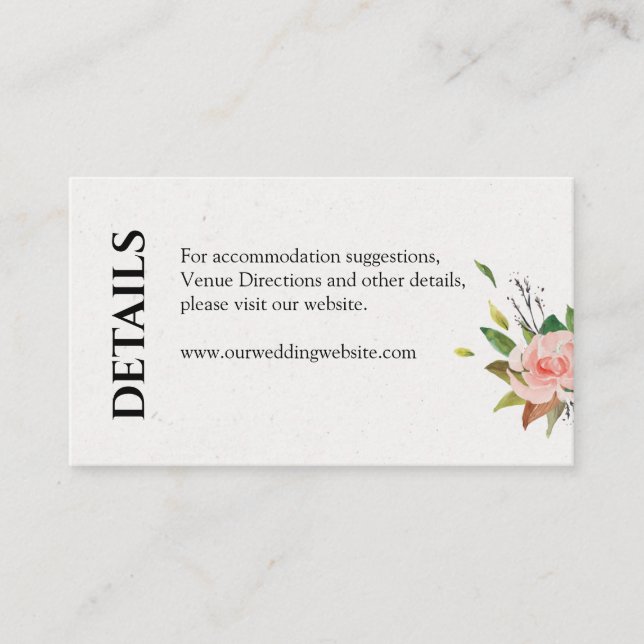 Tarjeta De Recepción Detalles del Boda de folletos y Rubor (Anverso)