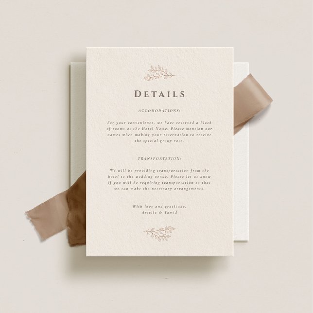 Tarjeta De Recepción Detalles del Boda de Forest Grove (Subido por el creador)