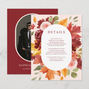 Tarjeta De Recepción Detalles del Boda de fotografía de Boho Floral Bur