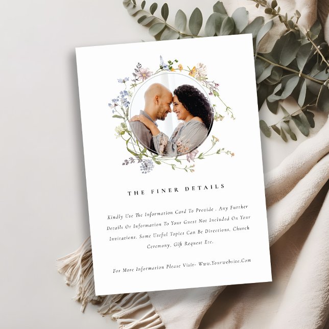 Tarjeta De Recepción Detalles del Boda de fotos de flores de cute Meado (Subido por el creador)