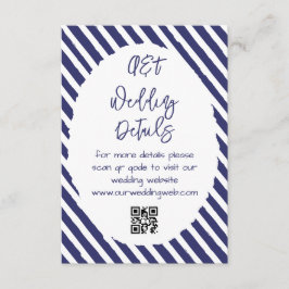 Tarjeta De Recepción Detalles del Boda de franjas blancas azules