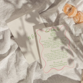 Tarjeta De Recepción Detalles del Boda de Funky Retro con Escritura Man