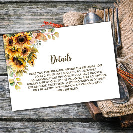 Tarjeta De Recepción Detalles del Boda de girasol ruso
