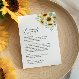 Tarjeta De Recepción Detalles del Boda de girasol ruso