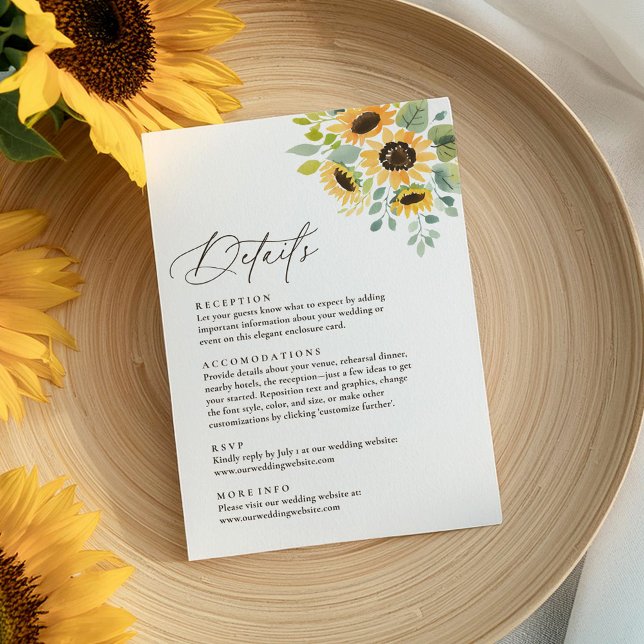 Tarjeta De Recepción Detalles del Boda de girasol ruso (Subido por el creador)
