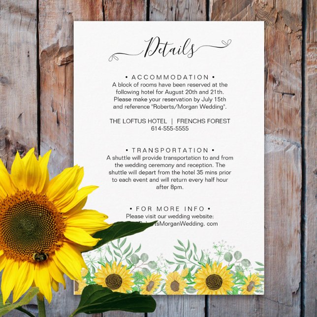 Tarjeta De Recepción Detalles del Boda de girasoles acuáticos (Subido por el creador)