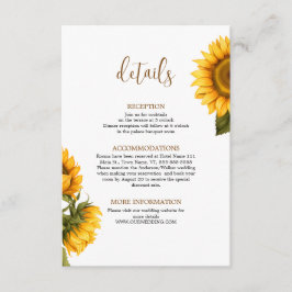 Tarjeta De Recepción Detalles del boda de girasoles brillantes minimali