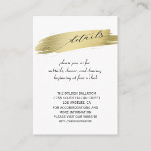 Tarjeta De Recepción Detalles del Boda de Golam Calligraphy Gold Stroke