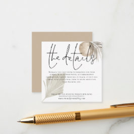 Tarjeta De Recepción Detalles del Boda de Grass Boho Pampas