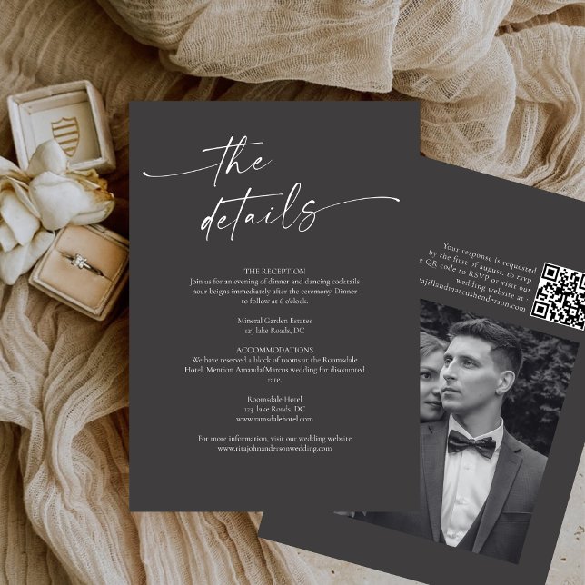 Tarjeta De Recepción Detalles del Boda de guión de caligrafía moderna d (Subido por el creador)