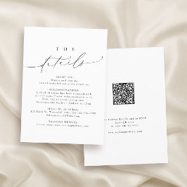 Tarjeta De Recepción Detalles del Boda de guión moderno de Moda minimal