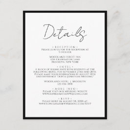 Tarjeta De Recepción Detalles del Boda de guiones blancos simple y negr